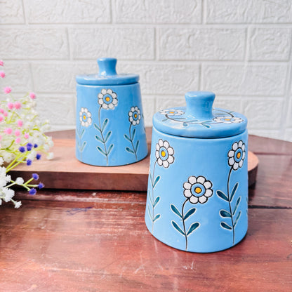 Blossom Blue Ceramic Storage Jar