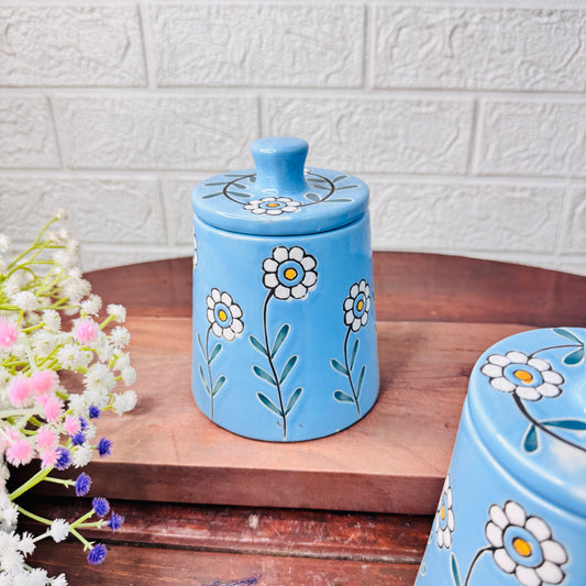 Blossom Blue Ceramic Storage Jar