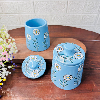 Blossom Blue Ceramic Storage Jar