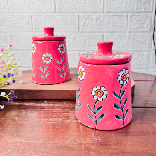 Blossom Pink Ceramic Storage Jar