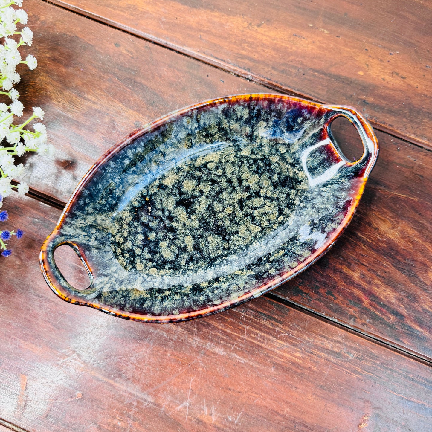 Midnight Ember Oval Serving Dish