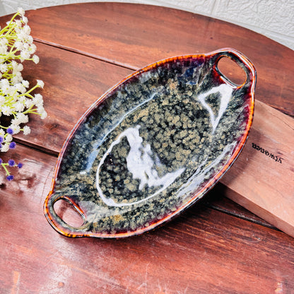 Midnight Ember Oval Serving Dish