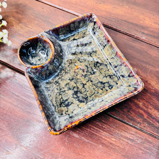 Studio Square Ceramic Platter with Dip Bowl