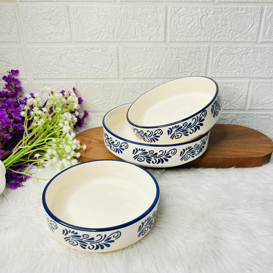 Indigo Vine Handcrafted Ceramic Bowl Set – Set of 3