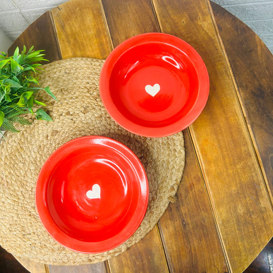 Scarlet Heart Ceramic Pasta Plate