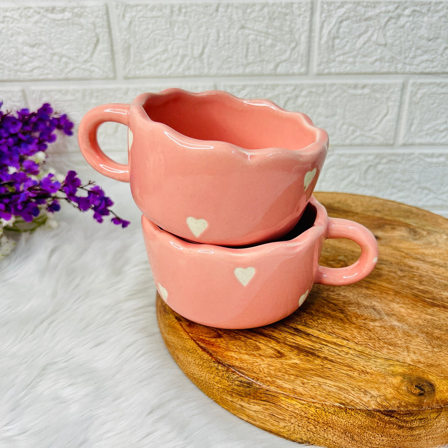 Peach Heart Mug – Scallop Edition