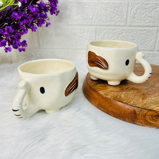 Ivory Elephant Mug – Trunk Handle Edition - 1 pc