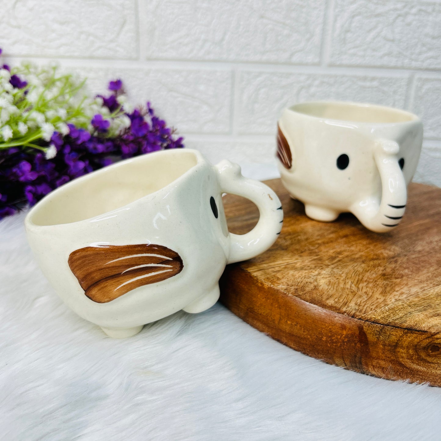 Ivory Elephant Mug – Trunk Handle Edition - 1 pc