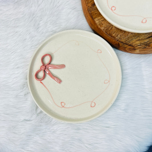 Blush Bow Dessert Platter Plate