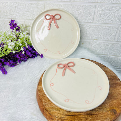 Blush Bow Dessert Platter Plate