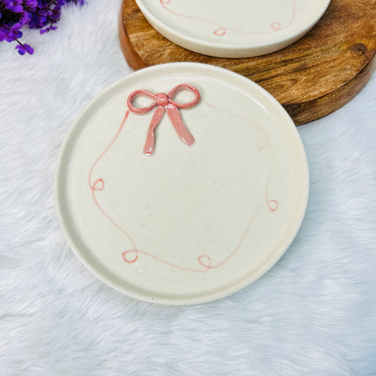 Blush Bow Dessert Platter Plate