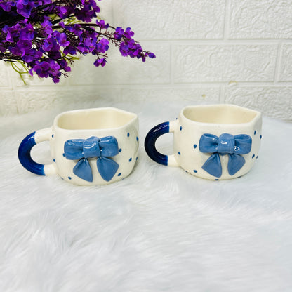 Blue Bow Mug – Polka Dot Edition
