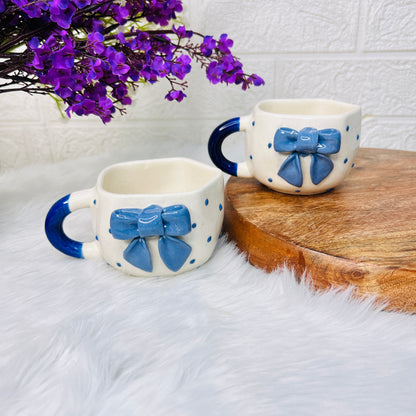 Blue Bow Mug – Polka Dot Edition