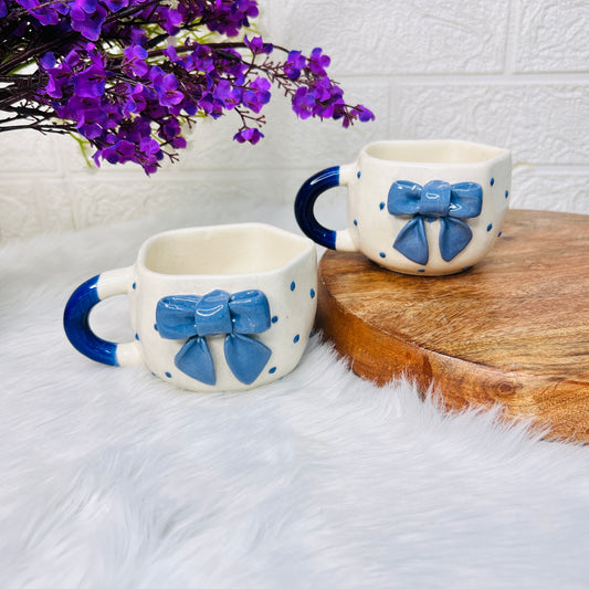 Blue Bow Mug – Polka Dot Edition
