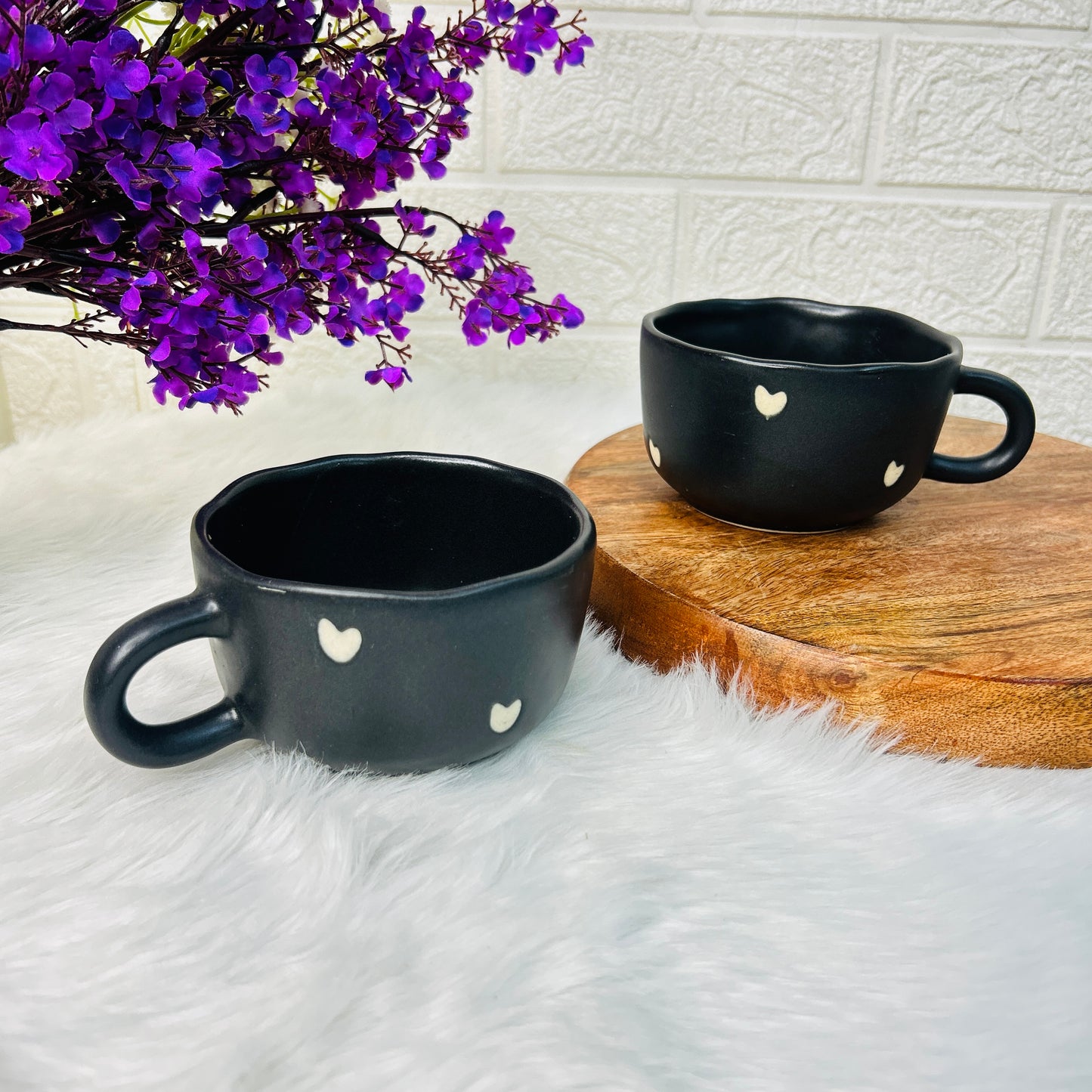 Midnight Heart Ceramic Cup & Saucer Set - 1 PC
