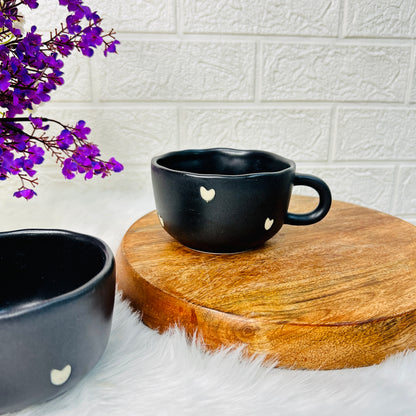 Midnight Heart Ceramic Cup & Saucer Set - 1 PC