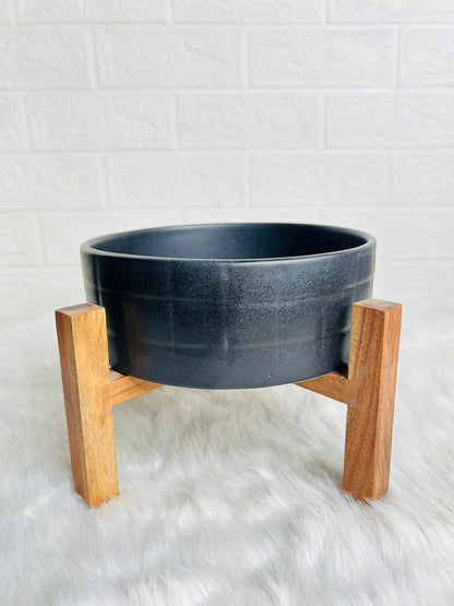 Black Serving Bowl with Stand (Pack of 1)