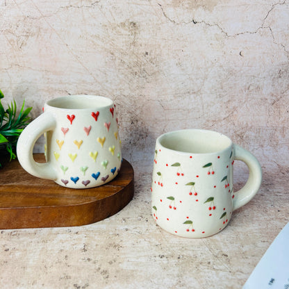 Cherry Heart Mug Set  (Pack of 2)